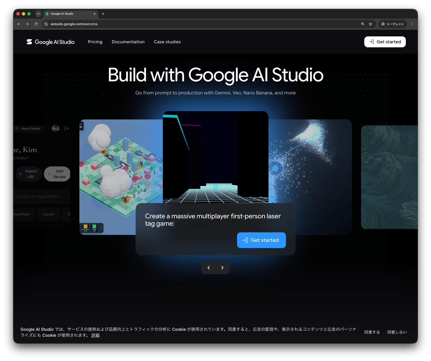 Google AI Studio のトップページ